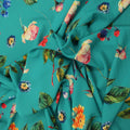 Turquoise Background with Multicolored Floral Printed Fabric - Rex Fabrics