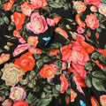 Black Background with Pink and Coral Printed Fabric - Rex Fabrics