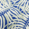 Blue Background with Beige leaves Printed Fabric - Rex Fabrics
