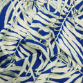 Blue Background with Beige leaves Printed Fabric - Rex Fabrics