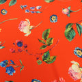 Orange Background with Multicolored Floral Printed Fabric - Rex Fabrics