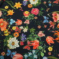 Black Background with Multicolored Floral Printed Fabric - Rex Fabrics