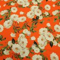 Orange Background with Ivory Floral Printed Fabric - Rex Fabrics