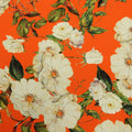 Orange Background with Ivory Floral Printed Fabric - Rex Fabrics