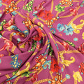Pink Background with Multicolored Floral Printed Fabric - Rex Fabrics