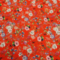 Red Background with Multicolored Floral Printed Fabric - Rex Fabrics