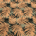 Gray Background with Nude and Black Leaves Printed Fabric - Rex Fabrics
