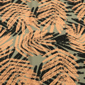 Gray Background with Nude and Black Leaves Printed Fabric - Rex Fabrics