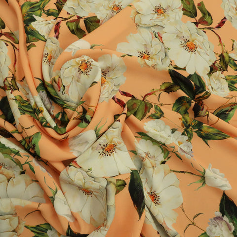 Peach Background with Ivory Printed Fabric - Rex Fabrics