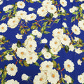 Blue Background with Ivory Floral Printed Fabric - Rex Fabrics