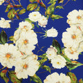 Blue Background with Ivory Floral Printed Fabric - Rex Fabrics