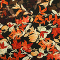 Brown, Ivory and Orange Leaves Printed Fabric - Rex Fabrics