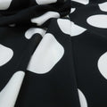 White Circles on Black Printed Polyester Crepe - Rex Fabrics