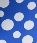 White Circles on Blue Printed Polyester Crepe - Rex Fabrics