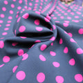 Pink Circles on Dark Background Printed Polyester Crepe - Rex Fabrics