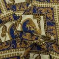 Nude, Gold and Blue Abstract  Printed Fabric - Rex Fabrics