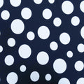 White Circles on Navy Printed Polyester Crepe - Rex Fabrics