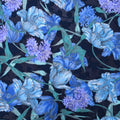 Blue Floral on Navy Cotton Fabric - Rex Fabrics
