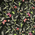 Black Background with Multicolored Floral and Pink Butterfly Printed Fabric - Rex Fabrics