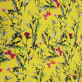 Yellow Background with Gray Floral Printed Fabric - Rex Fabrics
