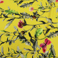 Yellow Background with Gray Floral Printed Fabric - Rex Fabrics