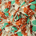 Nude Background with Orange and Turquoise Floral Printed Fabric - Rex Fabrics