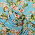 Blue Background with Pink Floral Printed Fabric - Rex Fabrics