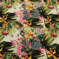Multicolored Green Leaves and Floral Printed Fabric - Rex Fabrics