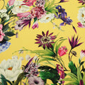 Yellow Background with Multicolored Floral Printed Fabric - Rex Fabrics