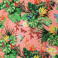 Pink Background with Multicolored Leaves Printed Fabric - Rex Fabrics