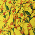 Yellow Background with Orange and Green Floral Printed Fabric - Rex Fabrics