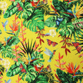 Yellow Background with Green and Orange Leaves  Printed Fabric - Rex Fabrics
