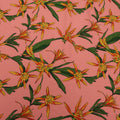 Pink Background with Orange and Green Floral Printed Fabric - Rex Fabrics