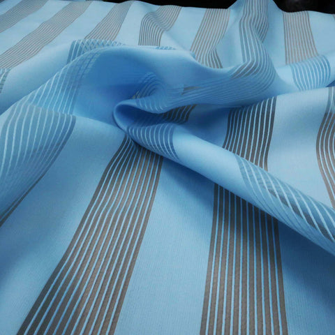 Light Blue Striped Organza Fabric - Rex Fabrics