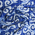 Navy Blue and White Arabesque Printed Fabric - Rex Fabrics