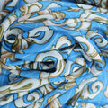 Blue and Beige Arabesque Printed Fabric - Rex Fabrics