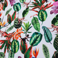 Green Leaves with Monkeys on White Printed Polyester Crepe - Rex Fabrics