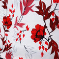 Red Floral on White Printed Polyester Crepe - Rex Fabrics