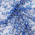 Royal Blue Floral Heavy Embroidered Exclusive Tulle Fabric - Rex Fabrics