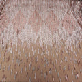 Silver Bugle Beaded Embroidered Exclusive Nude Tulle Fabric - Rex Fabrics