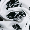 Black Floral on White Printed Crepe Fabric - Rex Fabrics