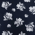 White Floral Navy Printed Polyester Crepe Fabric - Rex Fabrics