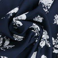 White Floral Navy Printed Polyester Crepe Fabric - Rex Fabrics