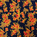 Orange Floral on Navy Printed Crepe Fabric - Rex Fabrics