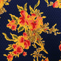 Orange Floral on Navy Printed Crepe Fabric - Rex Fabrics