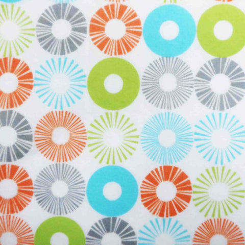 Multicolored Figures Patterned on White Cotton Blend Fabric - Rex Fabrics