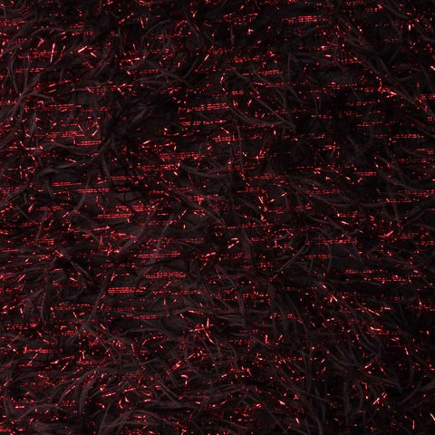 Fringes Textured Black And Red Brocade Fabric - Rex Fabrics