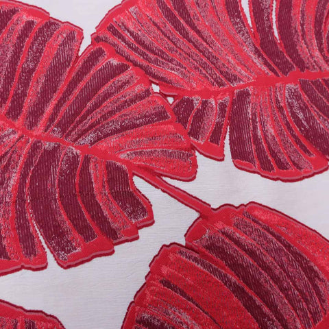 Leaves Textured Red Brocade Fabric - Rex Fabrics