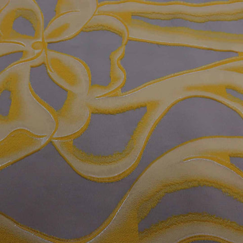 Floral Textured Yellow Brocade Fabric - Rex Fabrics