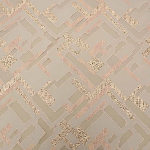 Geometric Textured Beige Brocade Fabric - Rex Fabrics